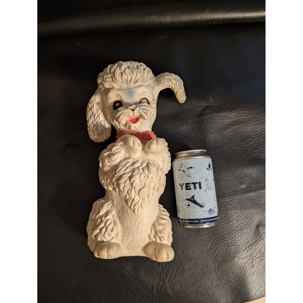 1962 Edward Mobley Arrow Rubber Poodle Squeak Toy White Dog Begging 10in